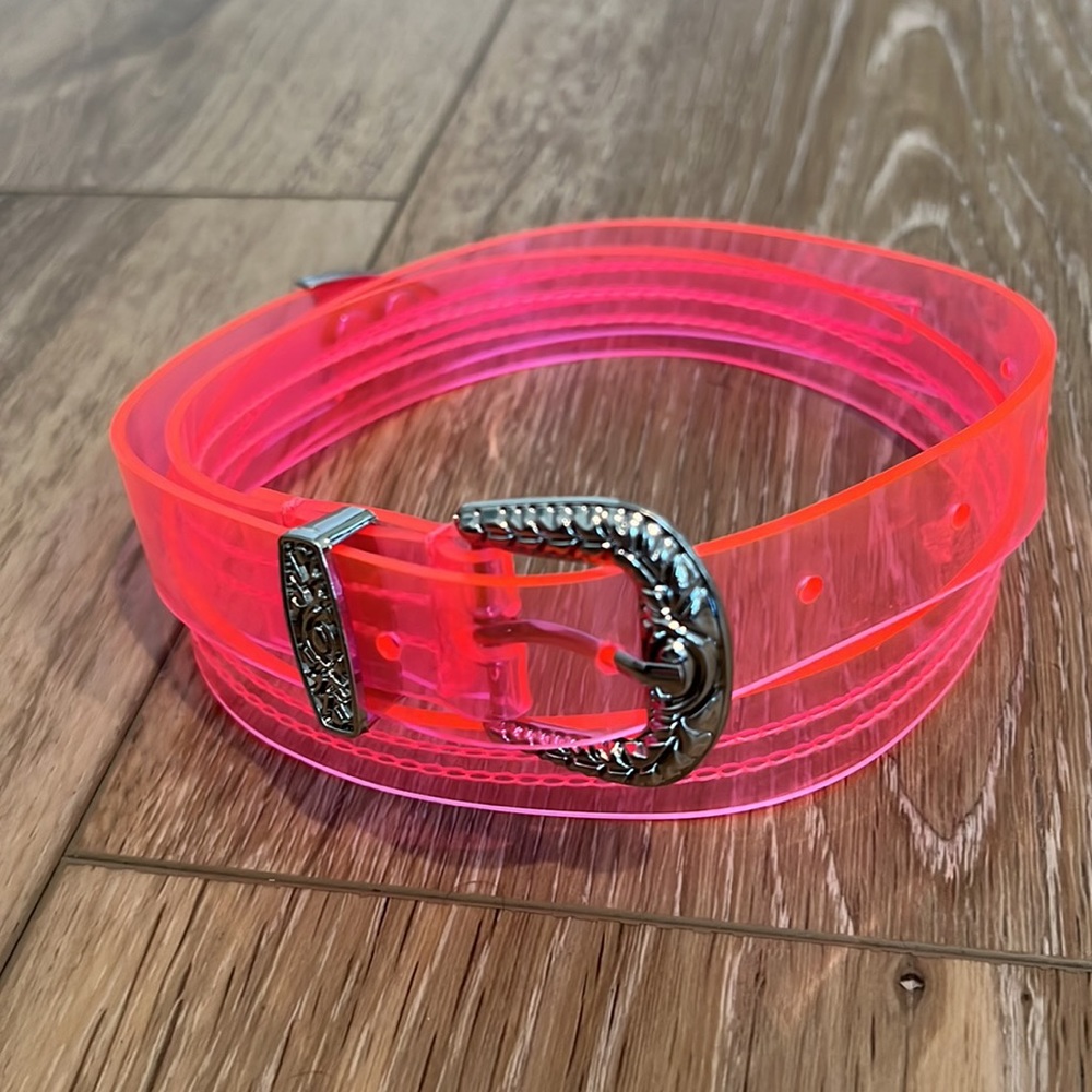 Tibi pink pvc western belt